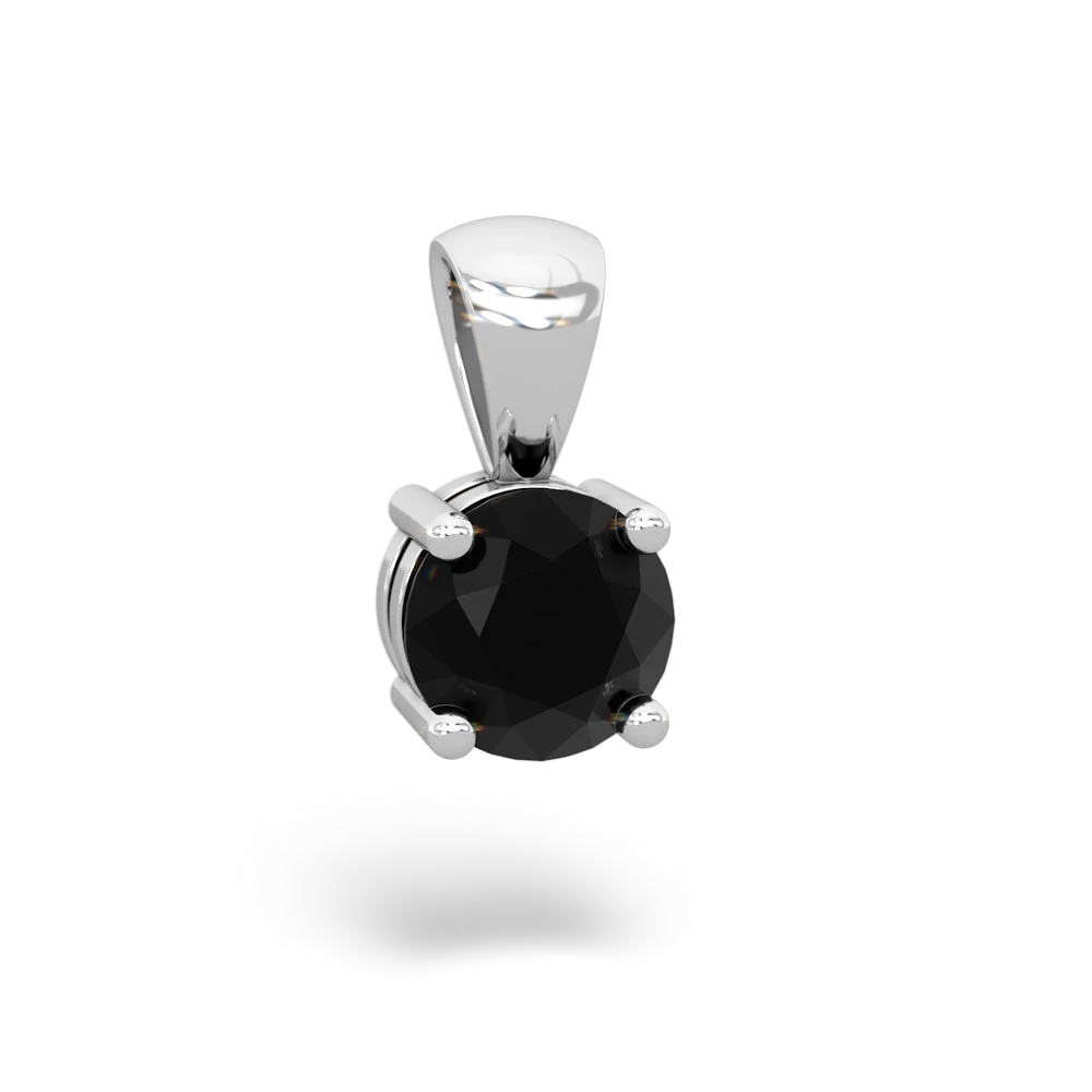 Onyx 6Mm Round Solitaire 14K White Gold pendant P1786