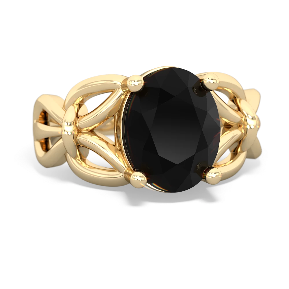 Onyx Celtic Knot Cocktail 14K Yellow Gold ring R2377