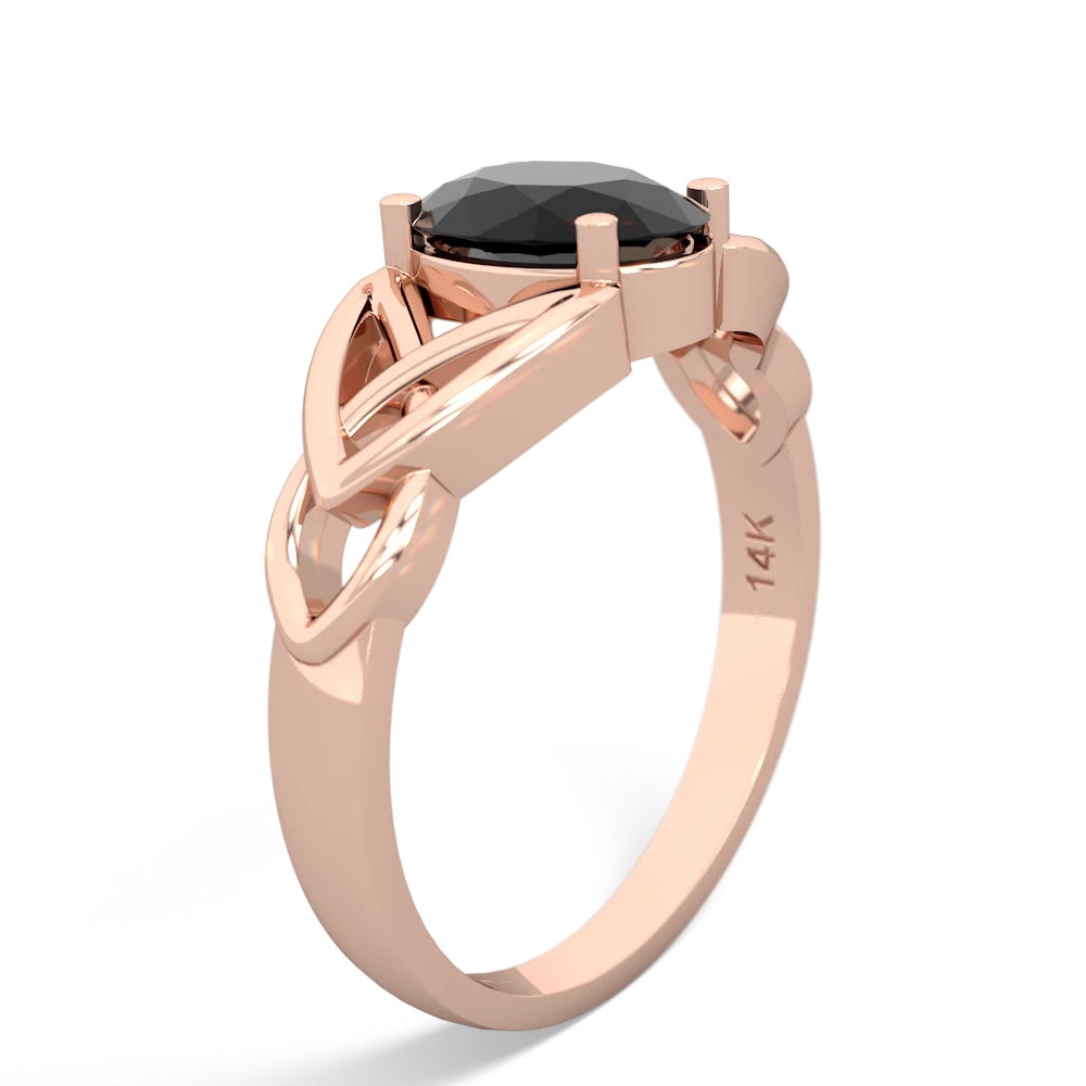 Onyx Celtic Trinity Knot 14K Rose Gold ring R2389