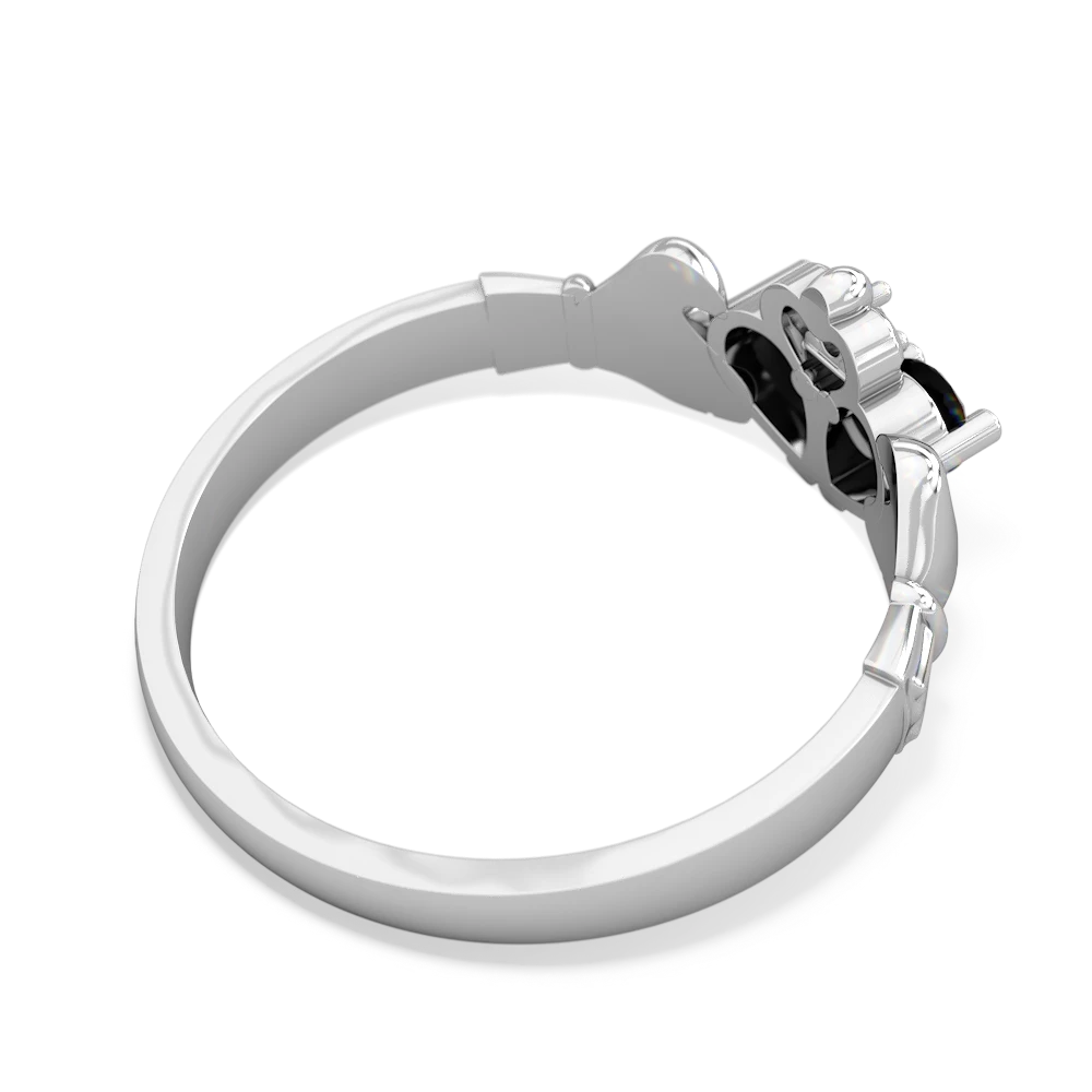 Onyx 'Our Heart' Claddagh 14K White Gold ring R2388