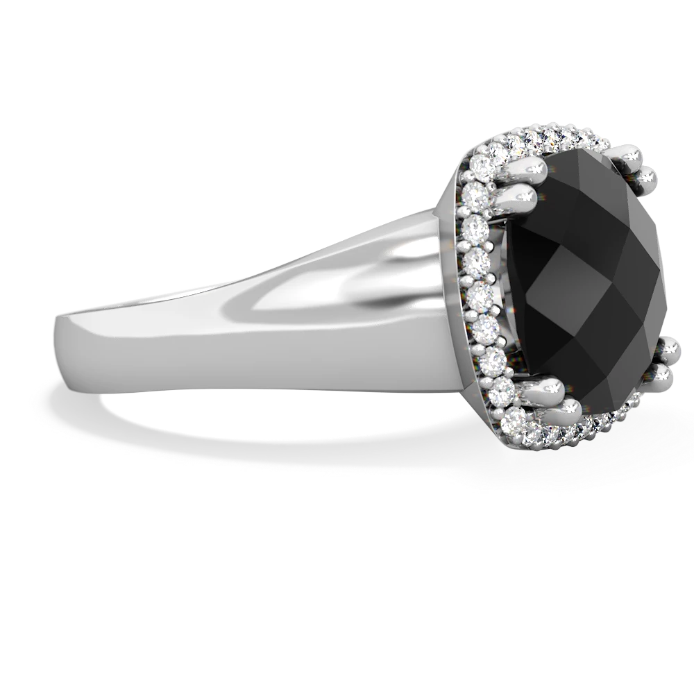 Onyx Halo Cocktail 14K White Gold ring R2544