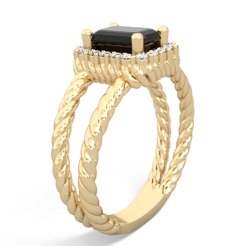 Onyx Rope Split Band 14K Yellow Gold ring R2628