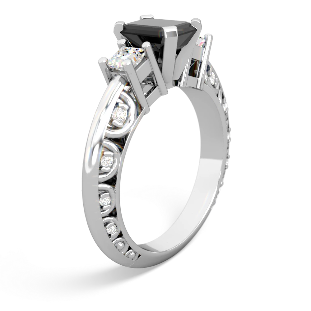 Onyx Art Deco Diamond 7X5 Emerald-Cut Engagement 14K White Gold ring R20017EM