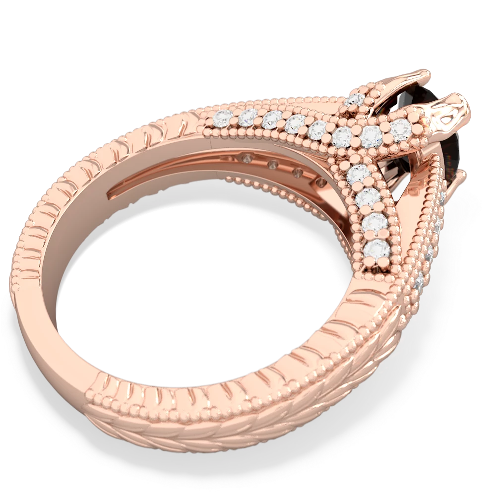 Onyx Antique Style Milgrain Diamond 14K Rose Gold ring R2028