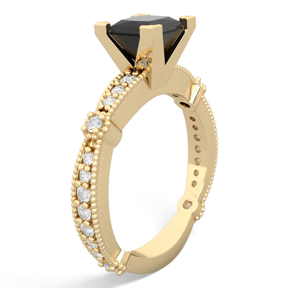 Onyx Sparkling Tiara 6Mm Princess 14K Yellow Gold ring R26296SQ