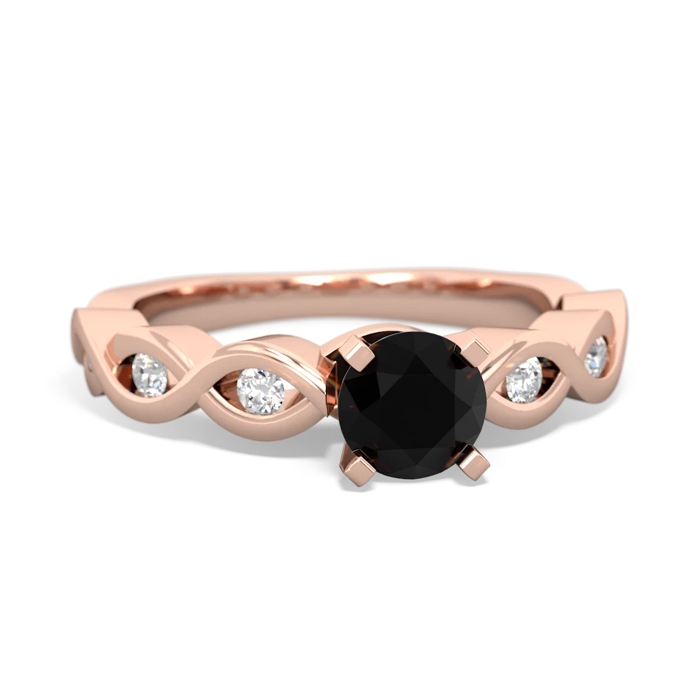 Onyx Infinity 5Mm Round Engagement 14K Rose Gold ring R26315RD