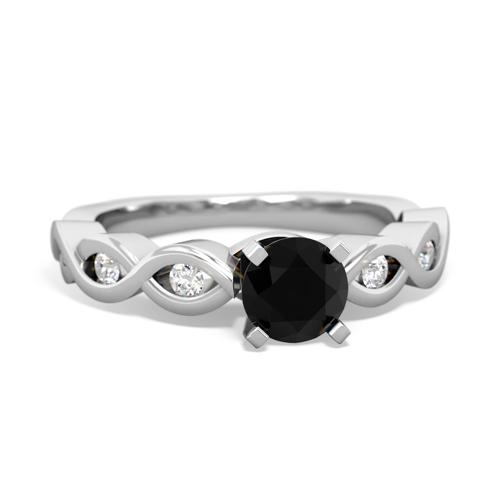 Onyx Infinity 5Mm Round Engagement 14K White Gold ring R26315RD