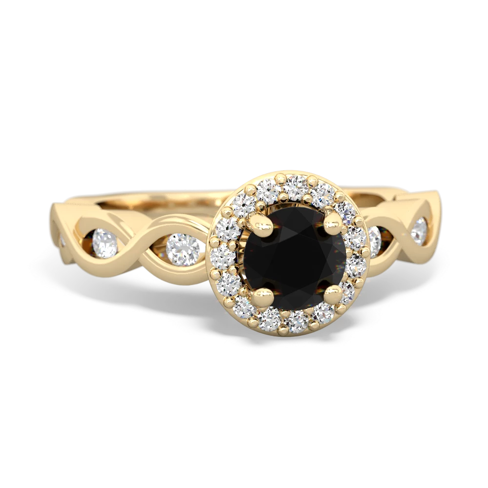 Onyx Infinity Halo Engagement 14K Yellow Gold ring R26315RH