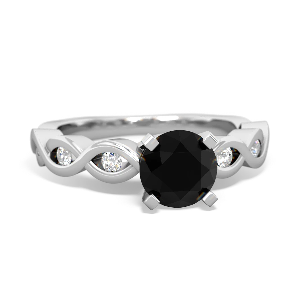 Onyx Infinity 6Mm Round Engagement 14K White Gold ring R26316RD