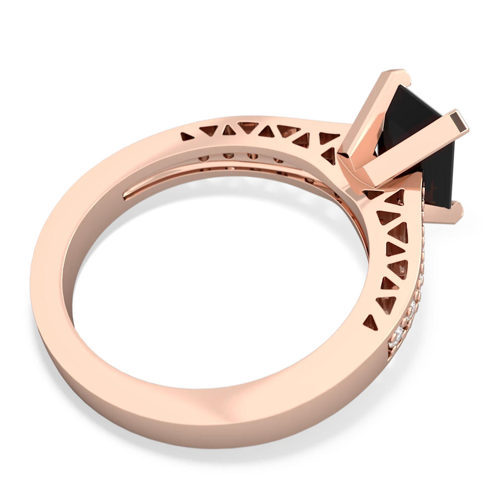 Onyx Art Deco Engagement 8X6mm Emerald-Cut 14K Rose Gold ring R26358EM