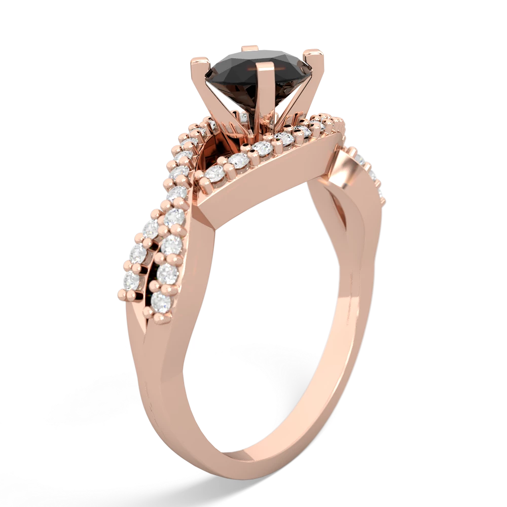 Onyx Diamond Twist 6Mm Round Engagment  14K Rose Gold ring R26406RD