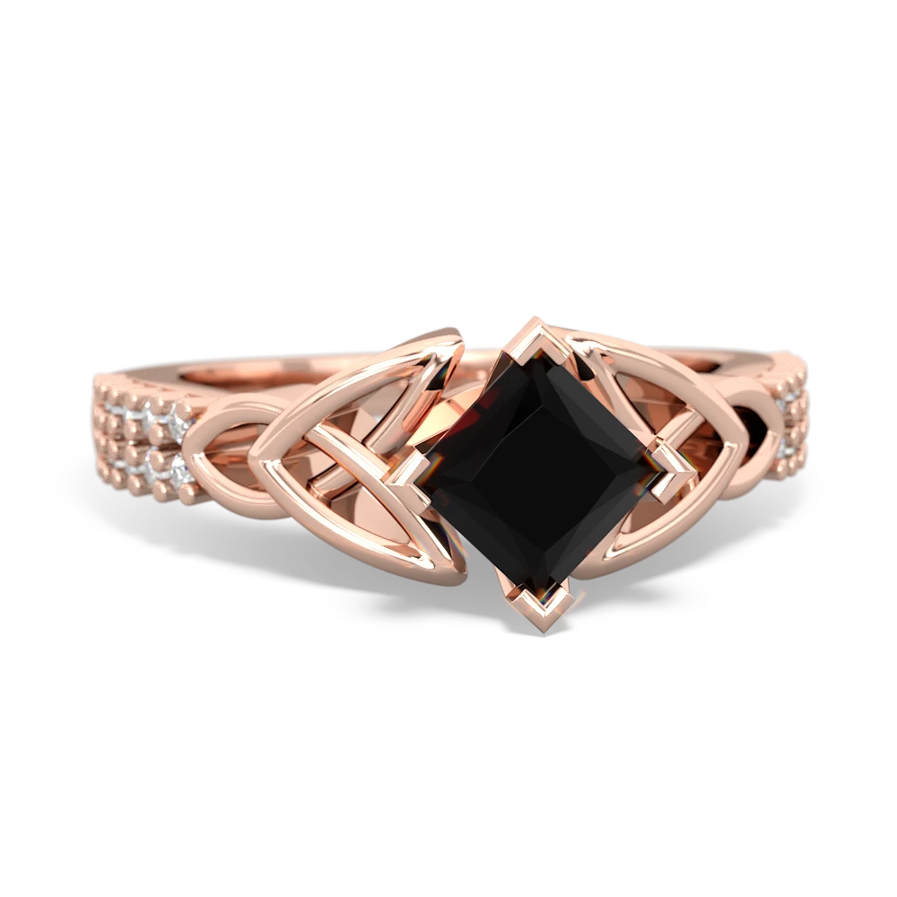 Onyx Celtic Knot 5Mm Square Engagement 14K Rose Gold ring R26445SQ