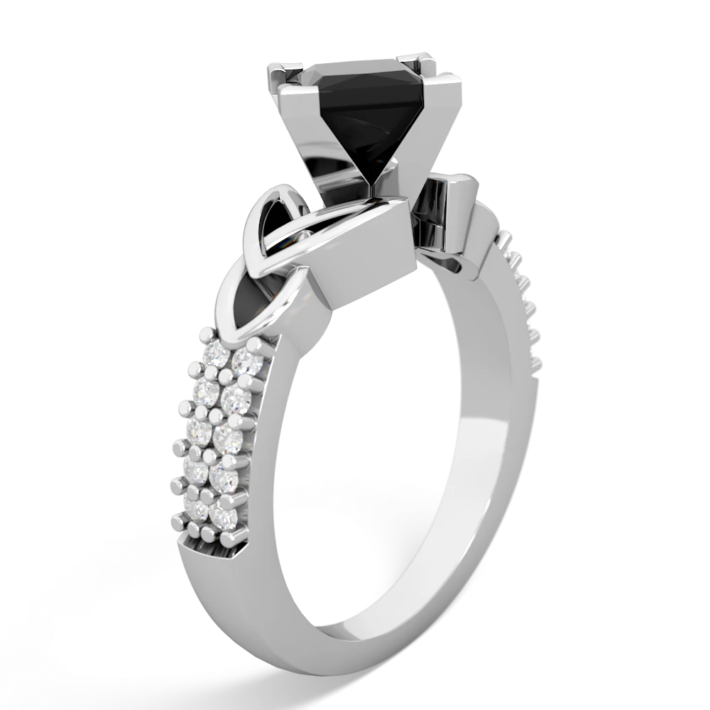 Onyx Celtic Knot 6Mm Princess Engagement 14K White Gold ring R26446SQ