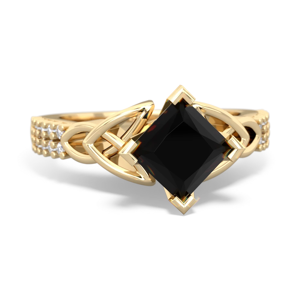 Onyx Celtic Knot 6Mm Princess Engagement 14K Yellow Gold ring R26446SQ