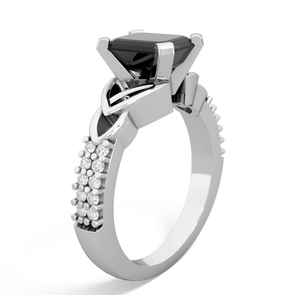Onyx Celtic Knot 8X6 Emerald-Cut Engagement 14K White Gold ring R26448EM
