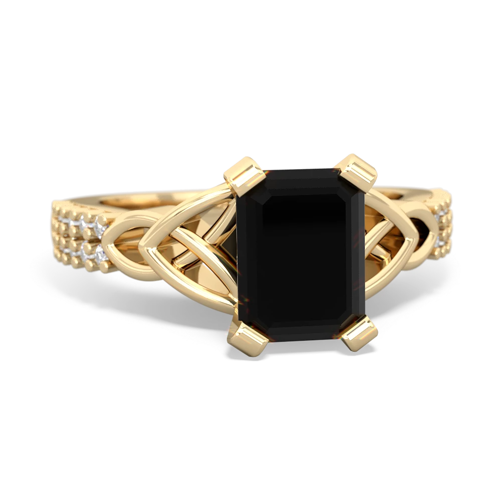 Onyx Celtic Knot 8X6 Emerald-Cut Engagement 14K Yellow Gold ring R26448EM