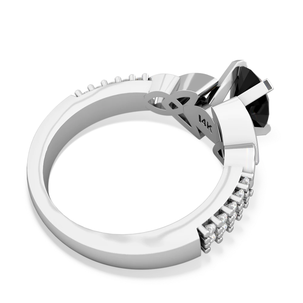 Onyx Celtic Knot 8X6 Oval Engagement 14K White Gold ring R26448VL
