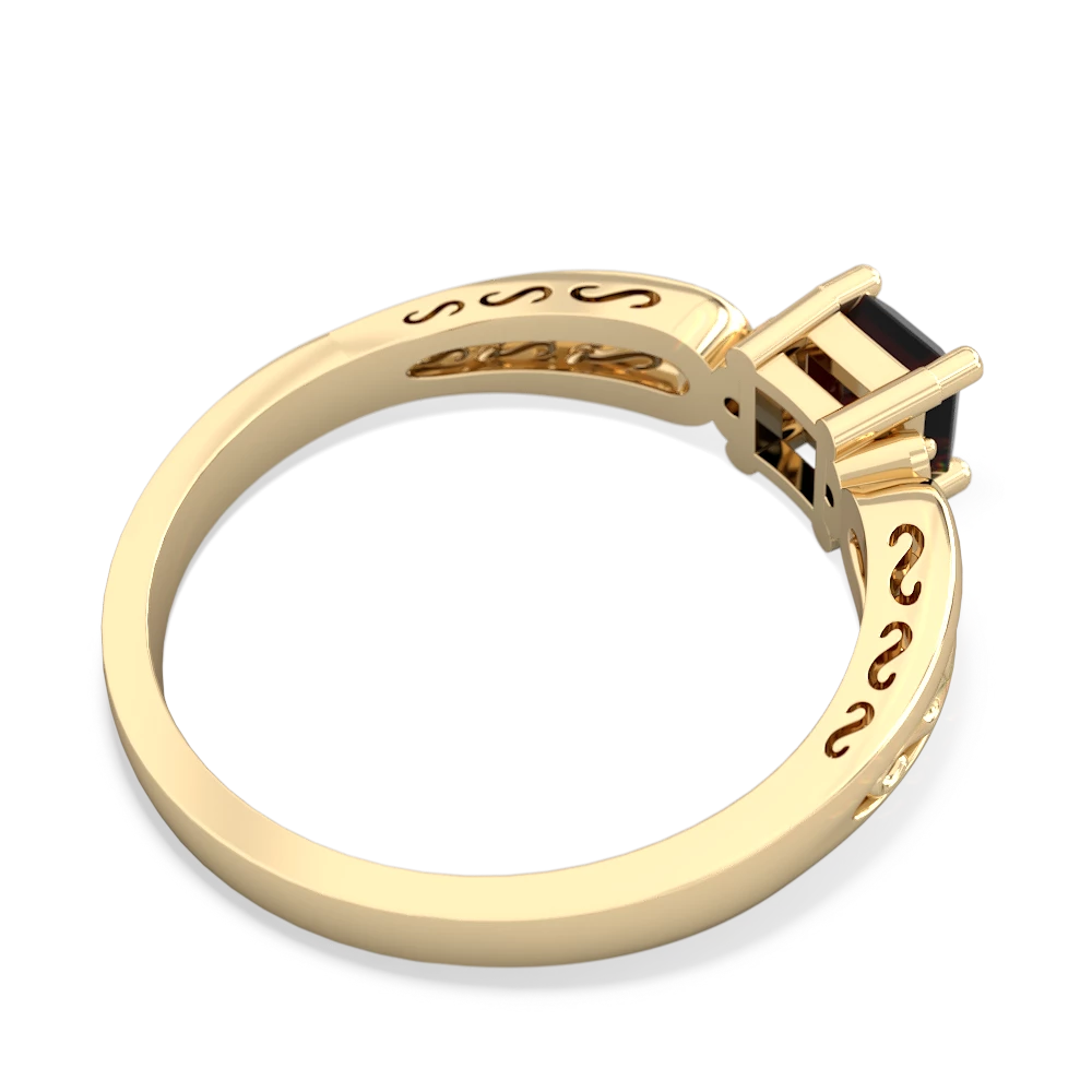 Onyx Filligree Scroll Square 14K Yellow Gold ring R2430