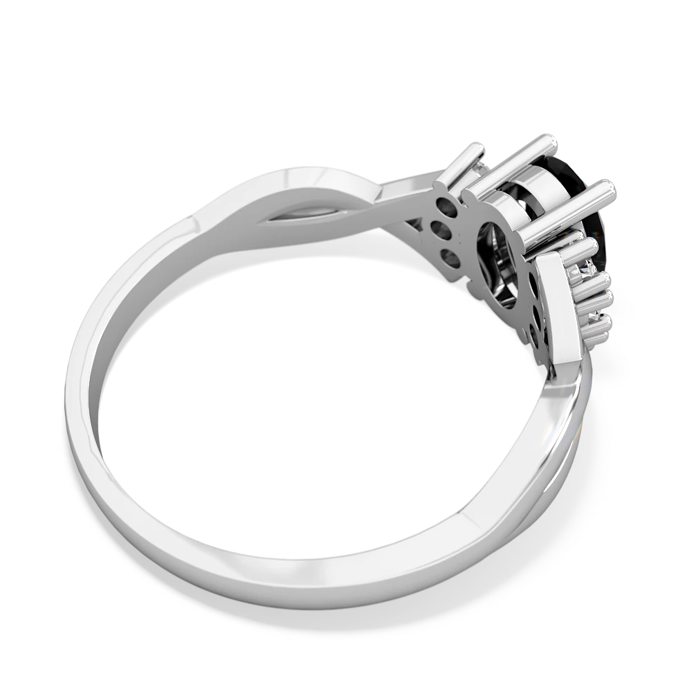 Onyx Victorian Twist 14K White Gold ring R2497