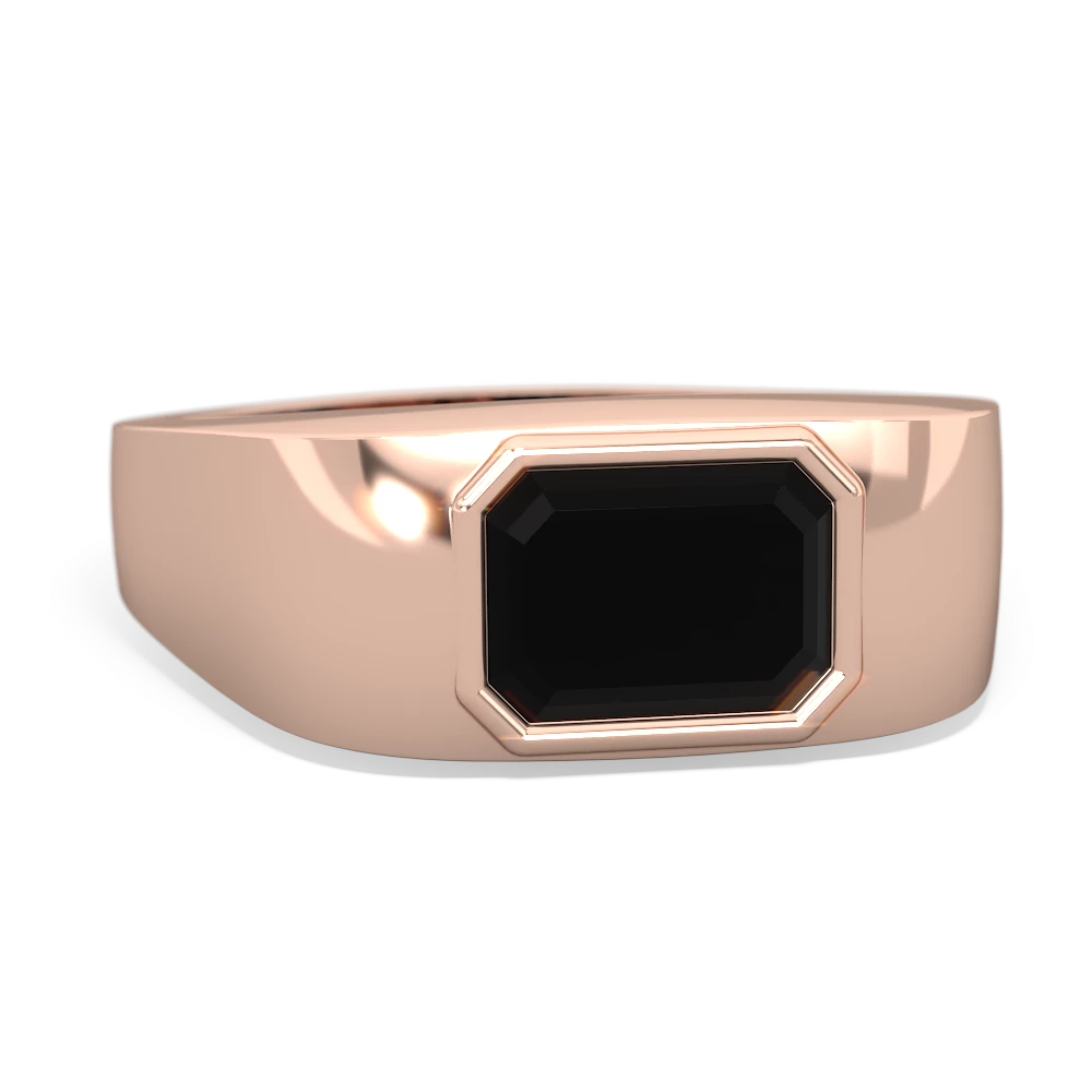 Onyx Men's Emerald-Cut Bezel 14K Rose Gold ring R0410