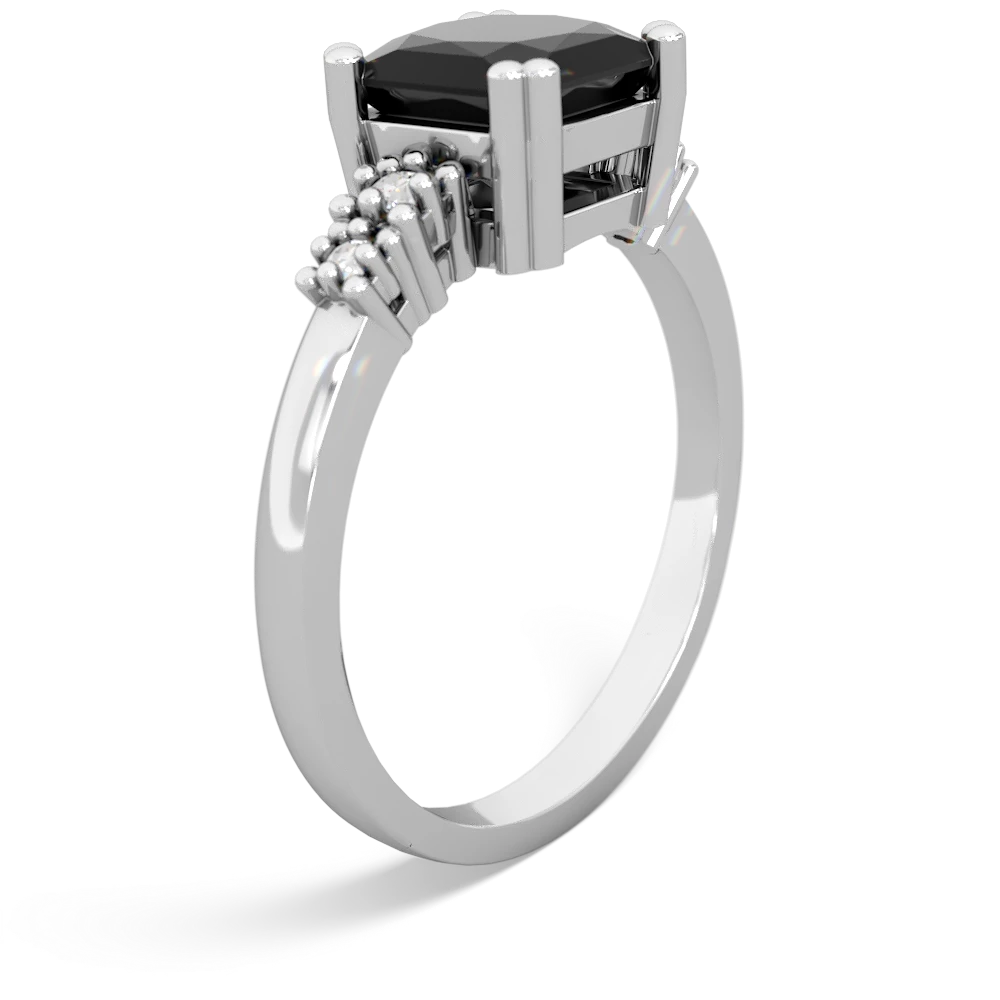 Onyx Art Deco Princess 14K White Gold ring R2014