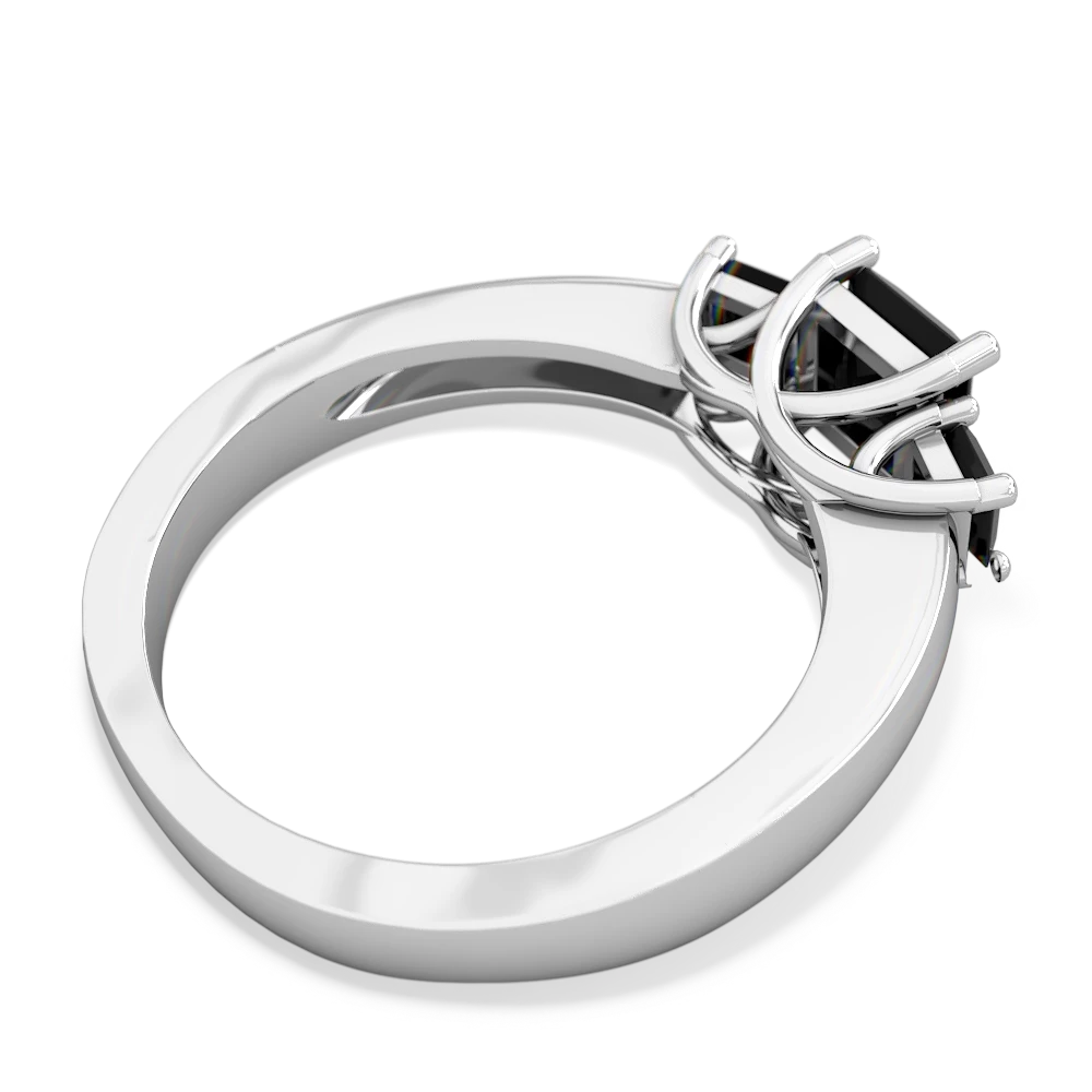 Onyx Three Stone Trellis 14K White Gold ring R4015