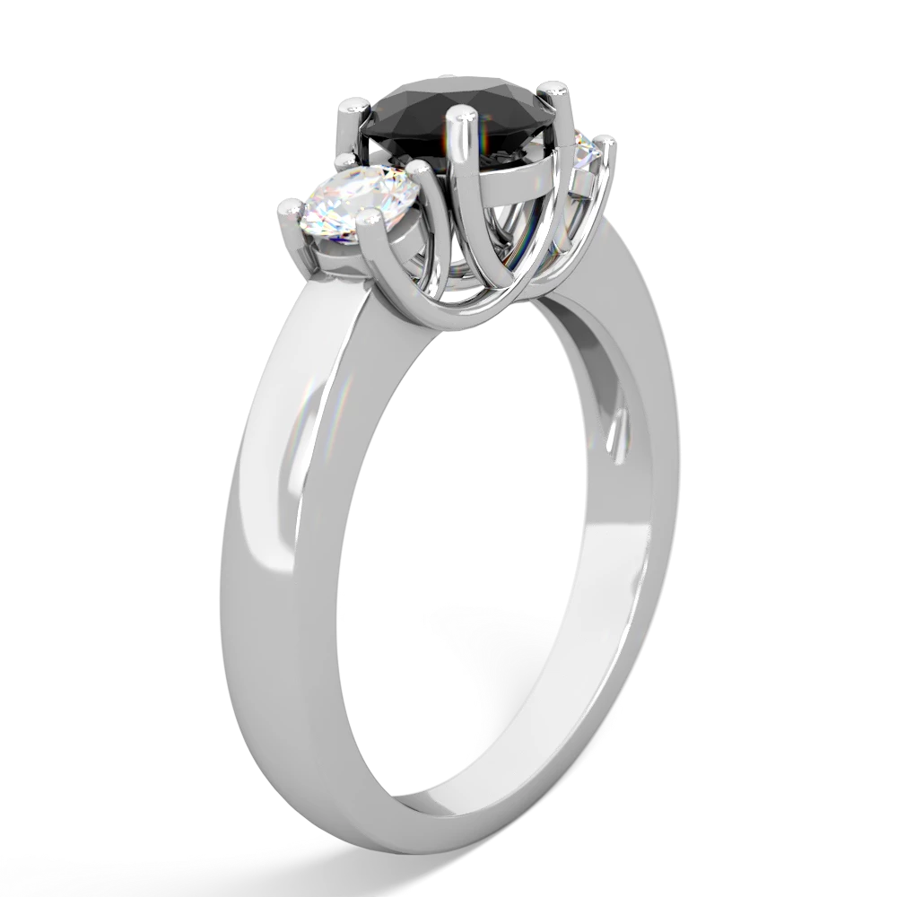 Onyx Diamond Three Stone Round Trellis 14K White Gold ring R4018