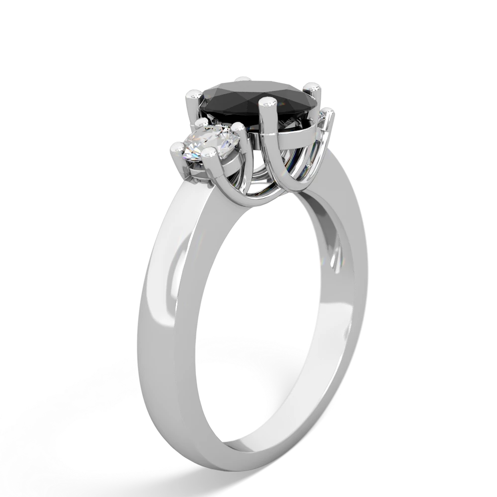 Onyx Diamond Three Stone Oval Trellis 14K White Gold ring R4024