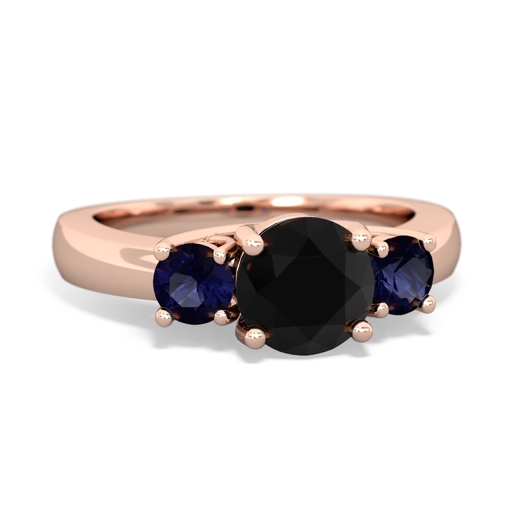 Onyx Three Stone Round Trellis 14K Rose Gold ring R4018