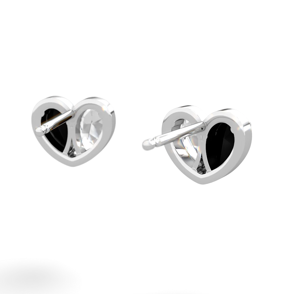 Onyx 'Our Heart' 14K White Gold earrings E5072