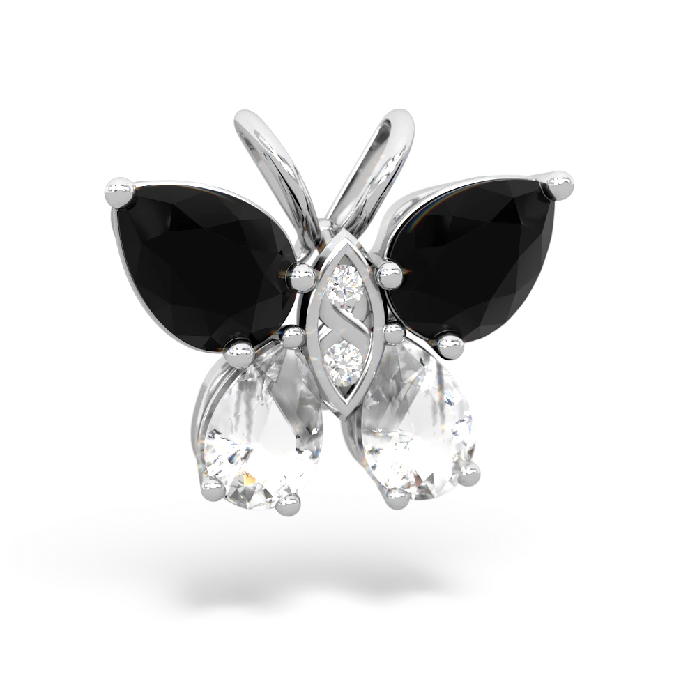 Onyx Butterfly 14K White Gold pendant P2215