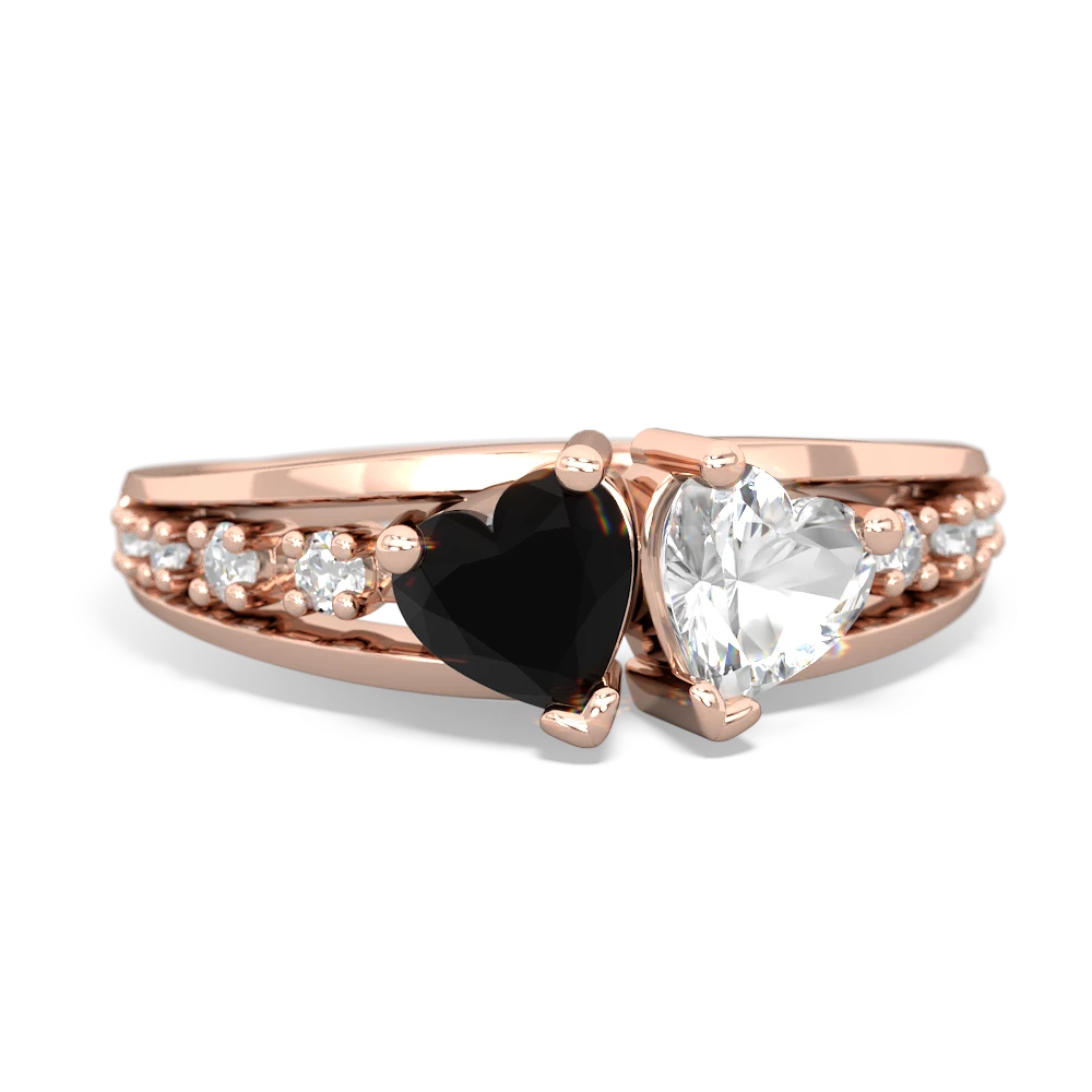 Onyx Heart To Heart 14K Rose Gold ring R3342