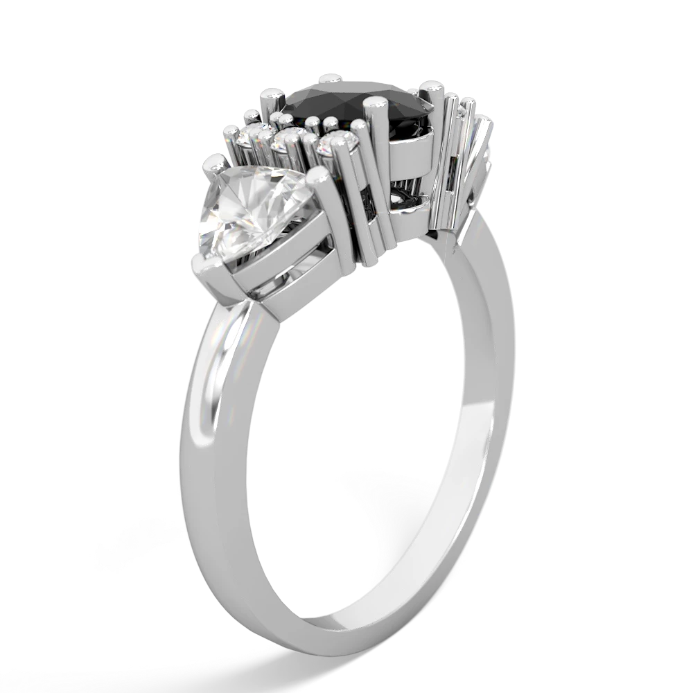 Onyx Antique Style Three Stone 14K White Gold ring R2186