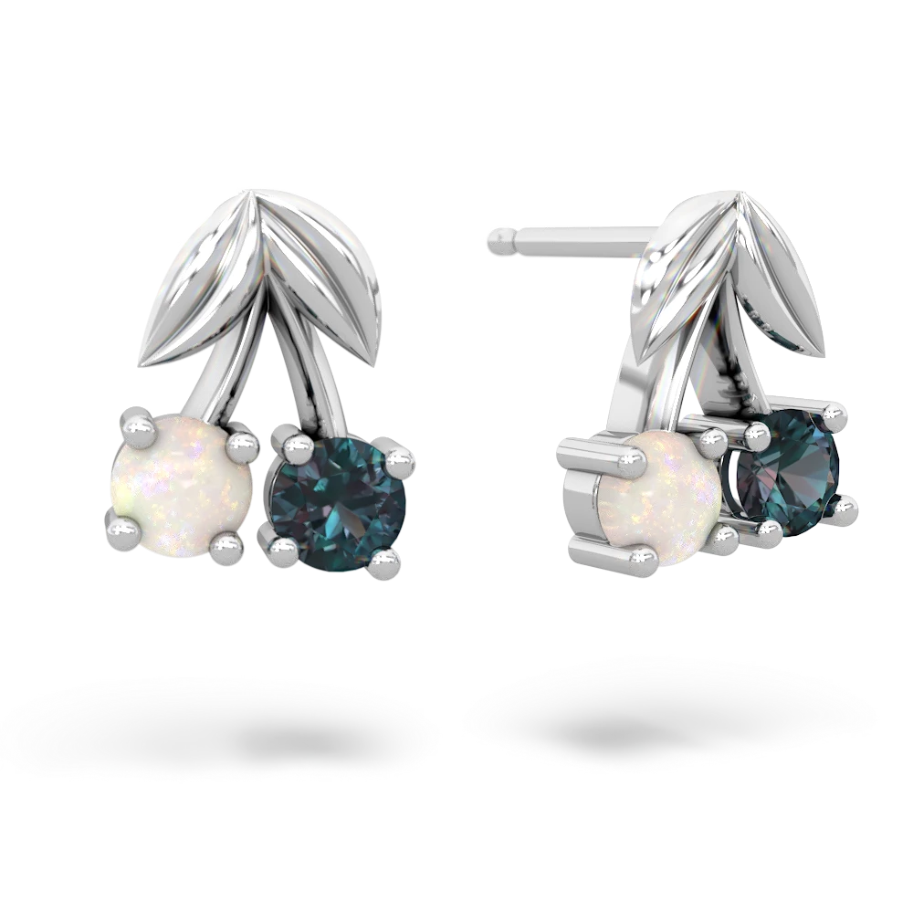 Opal Sweet Cherries 14K White Gold earrings E7001