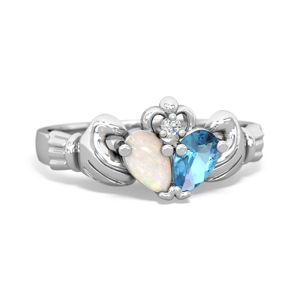 Opal 'Our Heart' Claddagh 14K White Gold ring R2388
