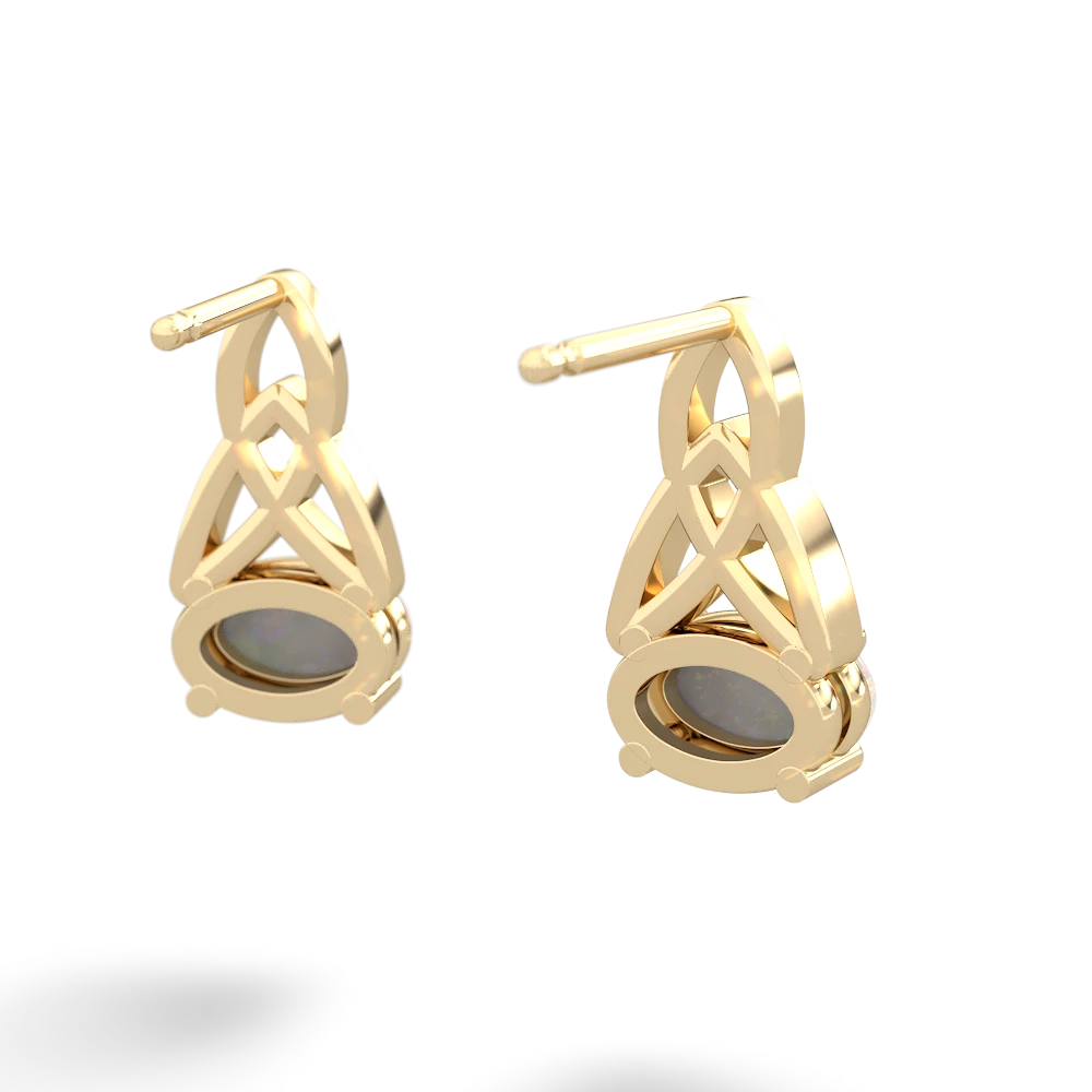 Opal Celtic Trinity Knot 14K Yellow Gold earrings E2389