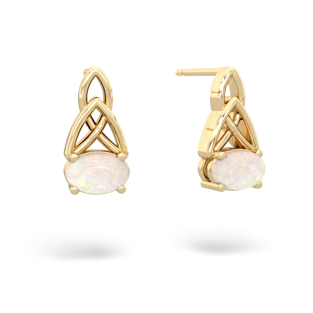 Opal Celtic Trinity Knot 14K Yellow Gold earrings E2389