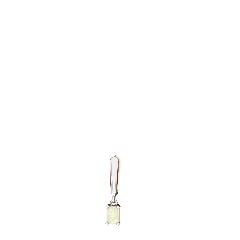 Opal 6X4mm Emerald-Cut Lever Back 14K White Gold earrings E2855