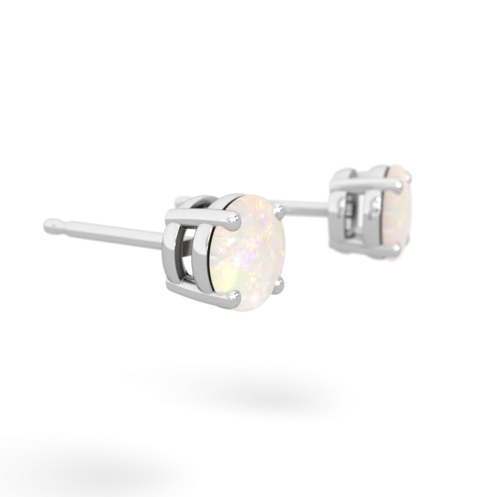 Opal 5Mm Round Stud 14K White Gold earrings E1785