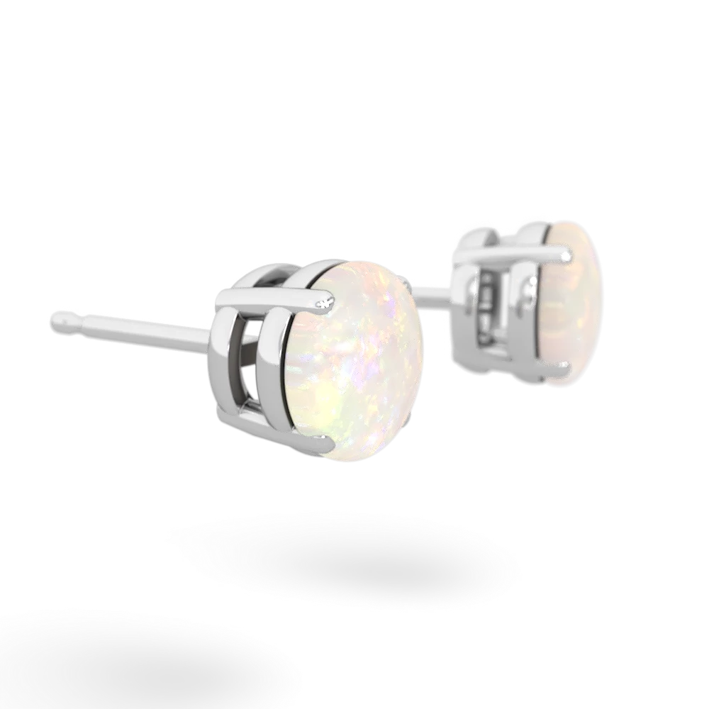 Opal 6Mm Round Stud 14K White Gold earrings E1786