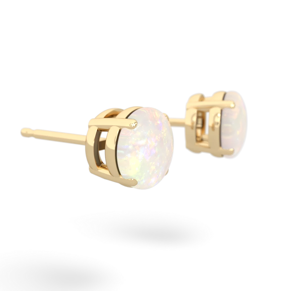 Opal 6Mm Round Stud 14K Yellow Gold earrings E1786