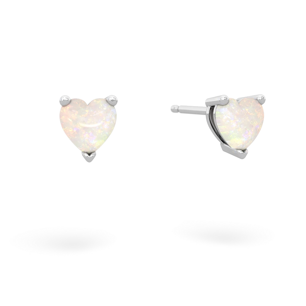 Opal 5Mm Heart Stud 14K White Gold earrings E1861
