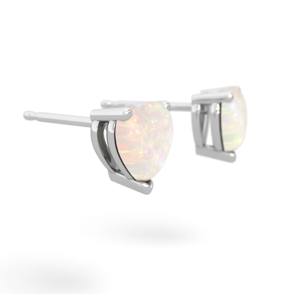 Opal 6Mm Heart Stud 14K White Gold earrings E1862
