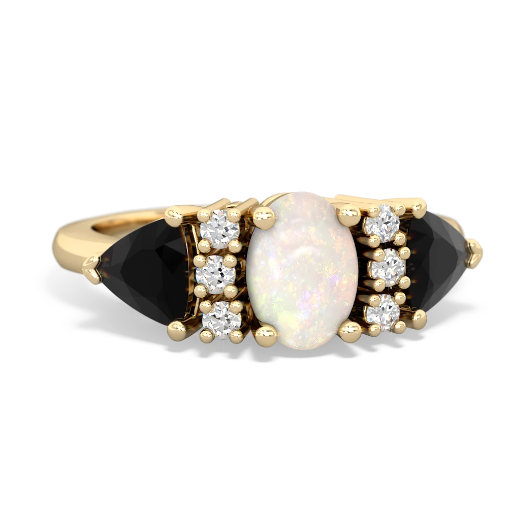 Opal Antique Style Three Stone 14K Yellow Gold ring R2186