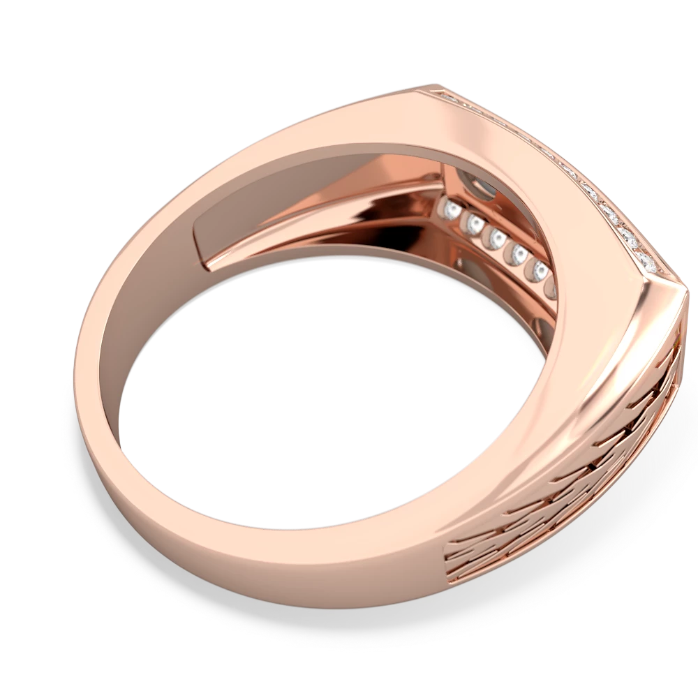 Lab Sapphire Three Stone Tire Tread Men's 14K Rose Gold ring R0520