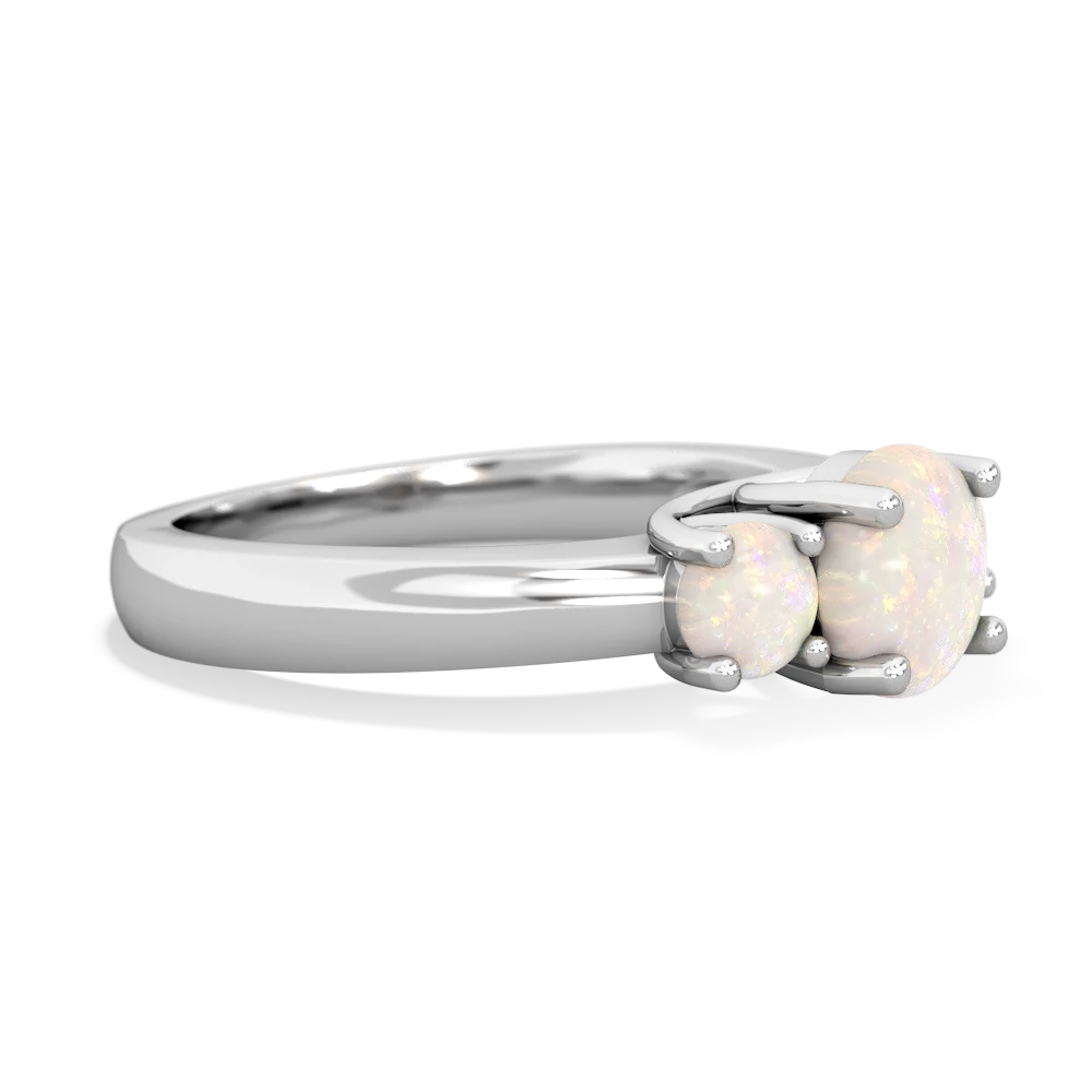 Garnet Three Stone Round Trellis 14K White Gold ring R4018