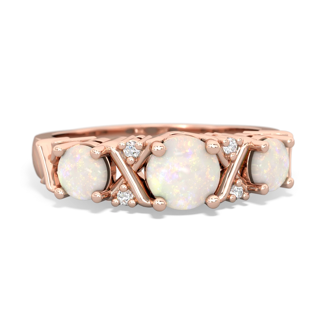 Lab Sapphire Hugs And Kisses 14K Rose Gold ring R5016