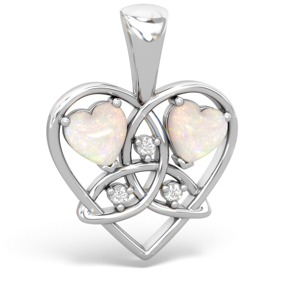 Opal Celtic Trinity Heart 14K White Gold pendant P5331