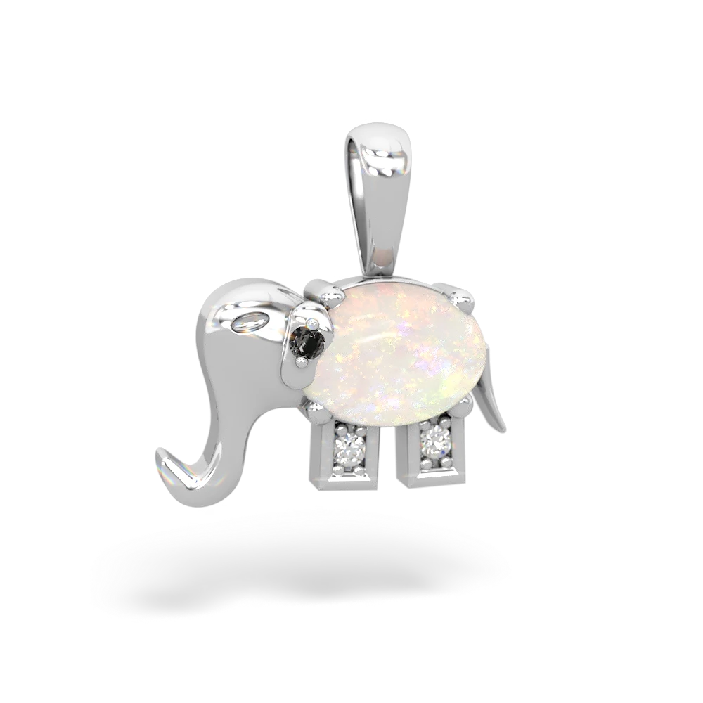Opal Elephant 14K White Gold pendant P2555