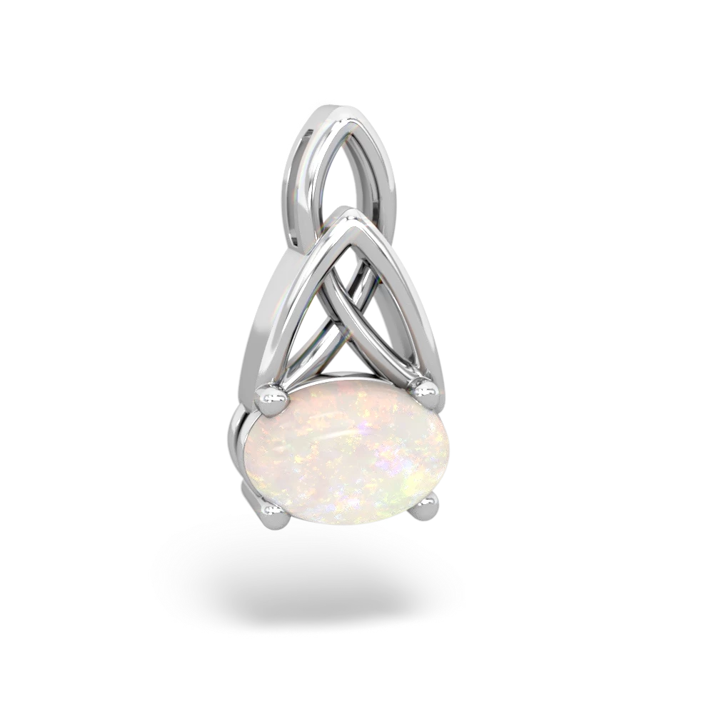 Opal Celtic Trinity Knot 14K White Gold pendant P2389